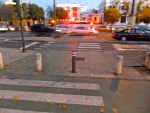 Photo evidence of my SEVICI accident (guess which pole is my mark on Sevilla? :p)
